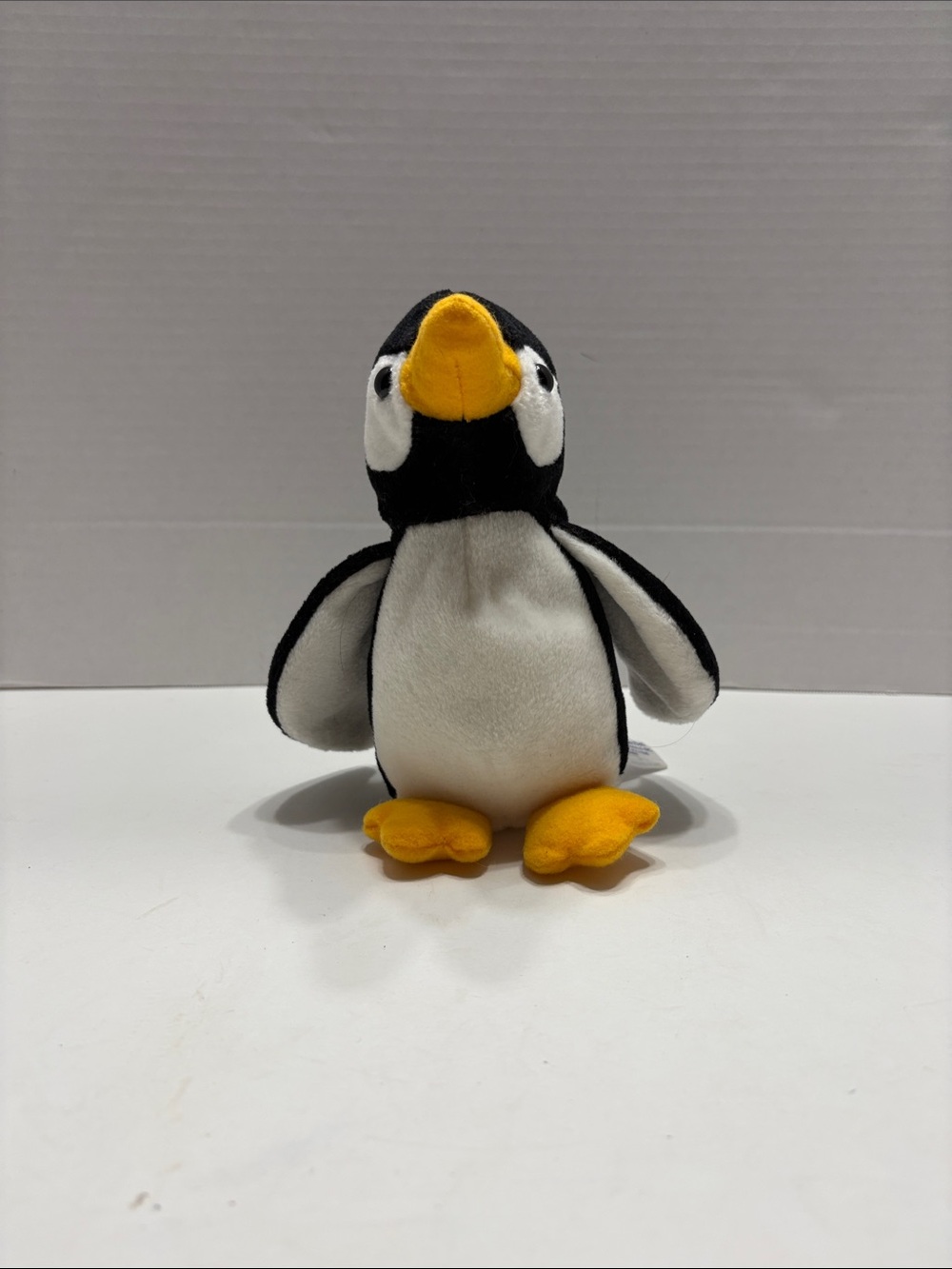 Plush Penguin Stuffed Animal Toy in Black, White & Yellow